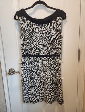 LOFT Black and White Sleeveless Midi Black And White Butterfly Dress